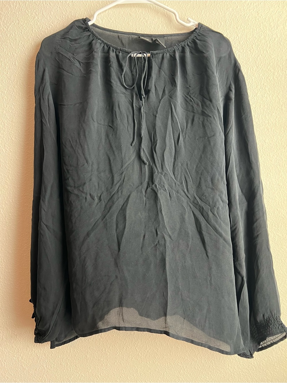 Mossimo Supply Co. Black Silk Tie-Neck Blouse Plus Size